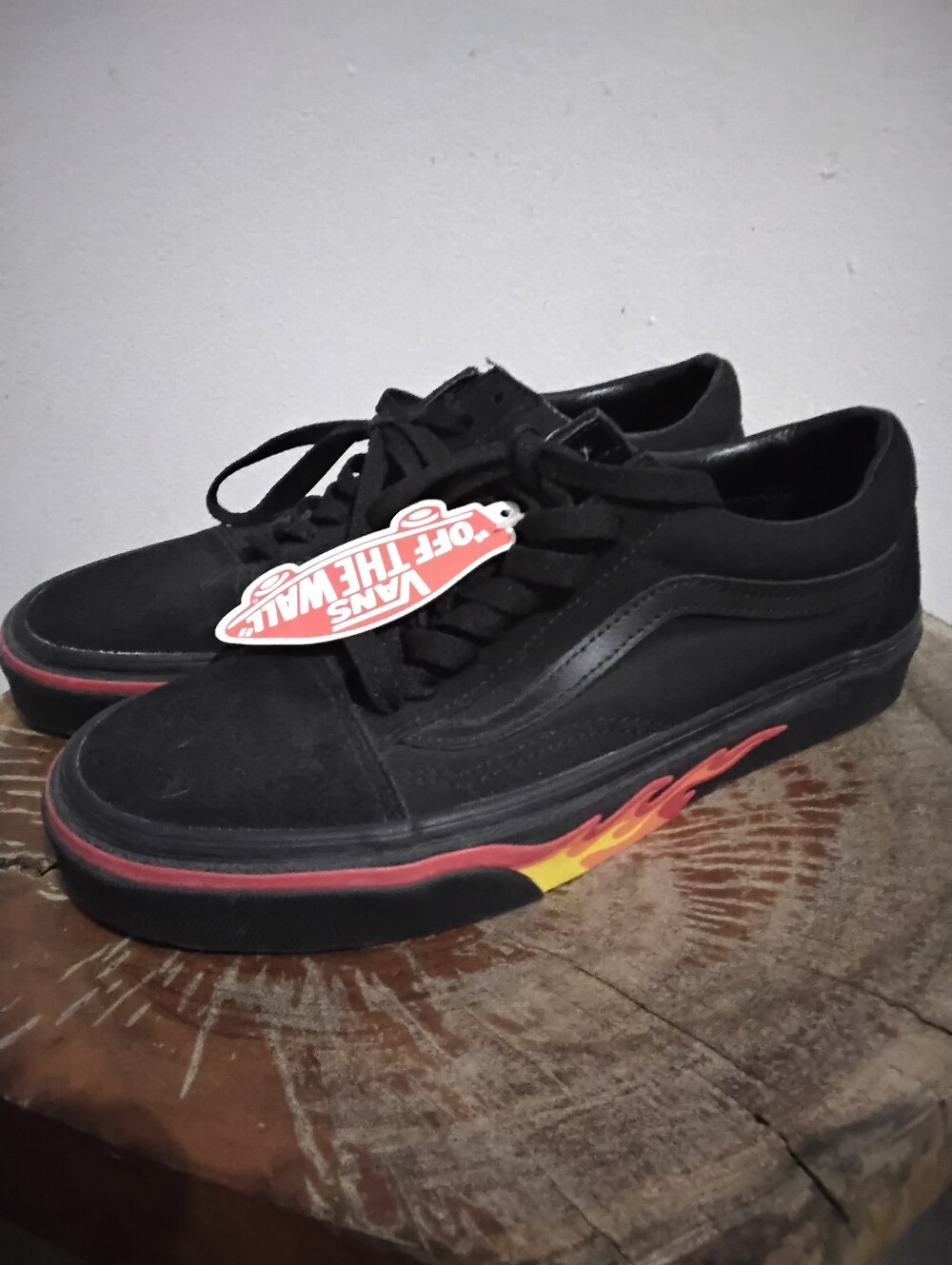 Vans Men's/Unisex Black Flame-Accent Old Skool Sneakers Men's Sz 6.5/women's 8